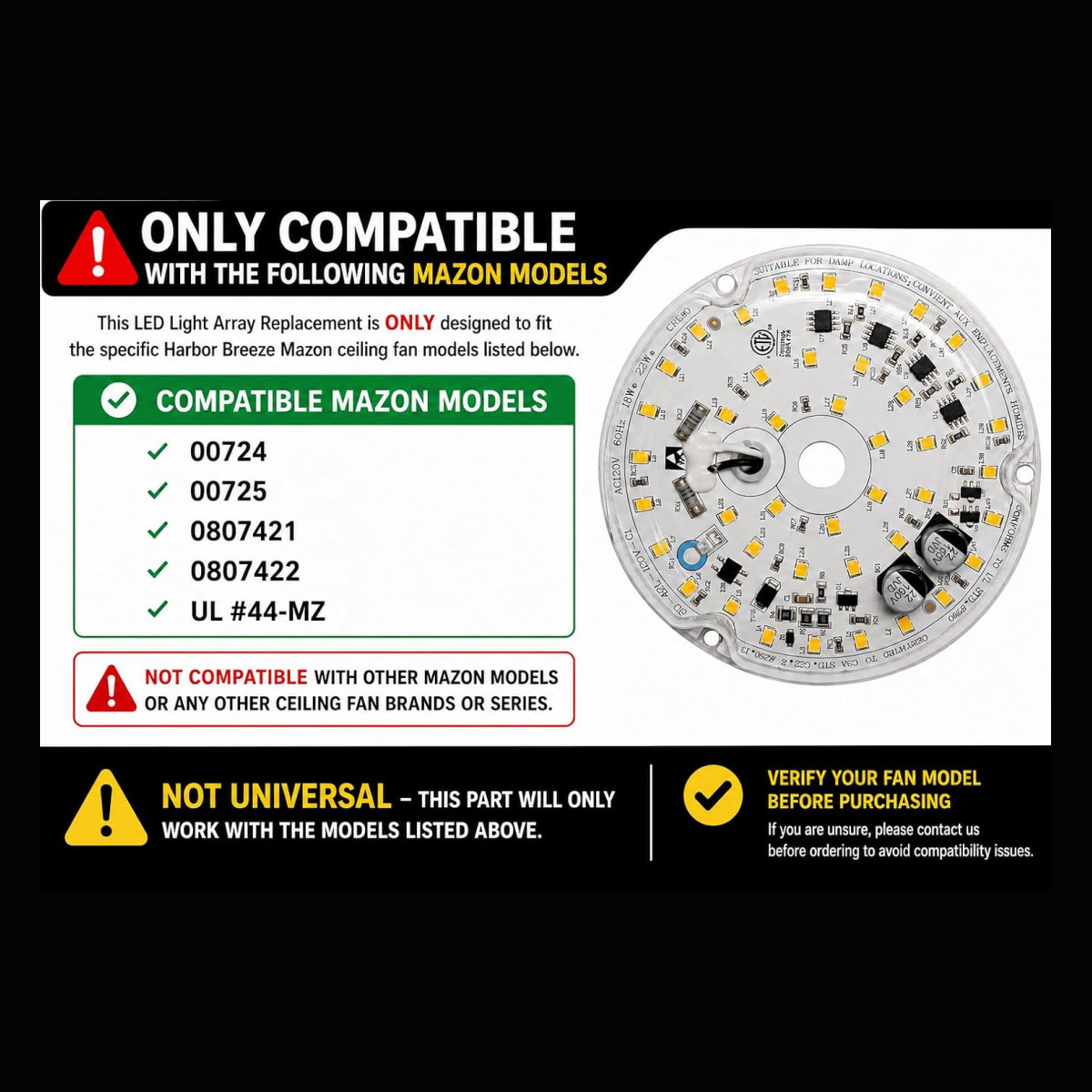 105000-0784WW Fan LED Light Kit