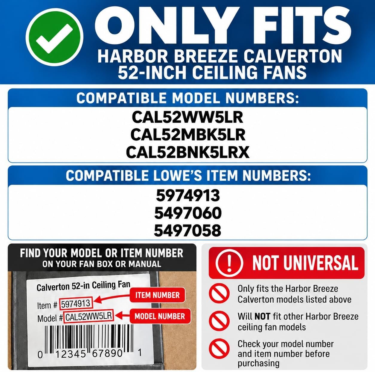 CAL52BNK5LRX Fan LED Light Kit
