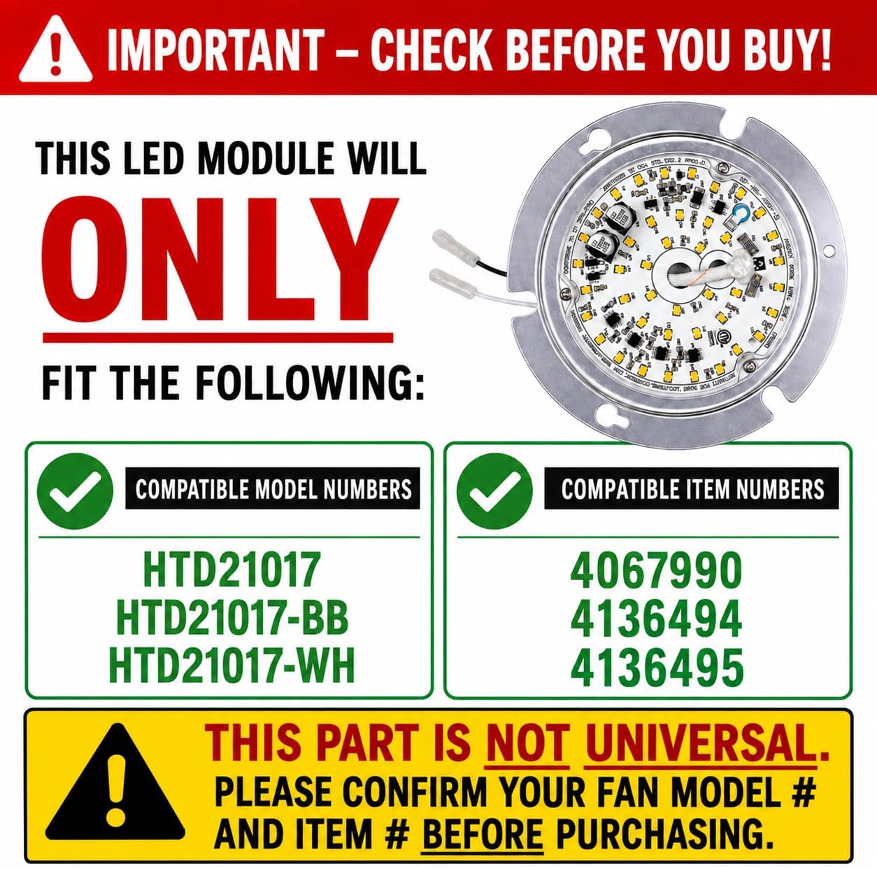 HTD21017-BB Fan LED Light Kit